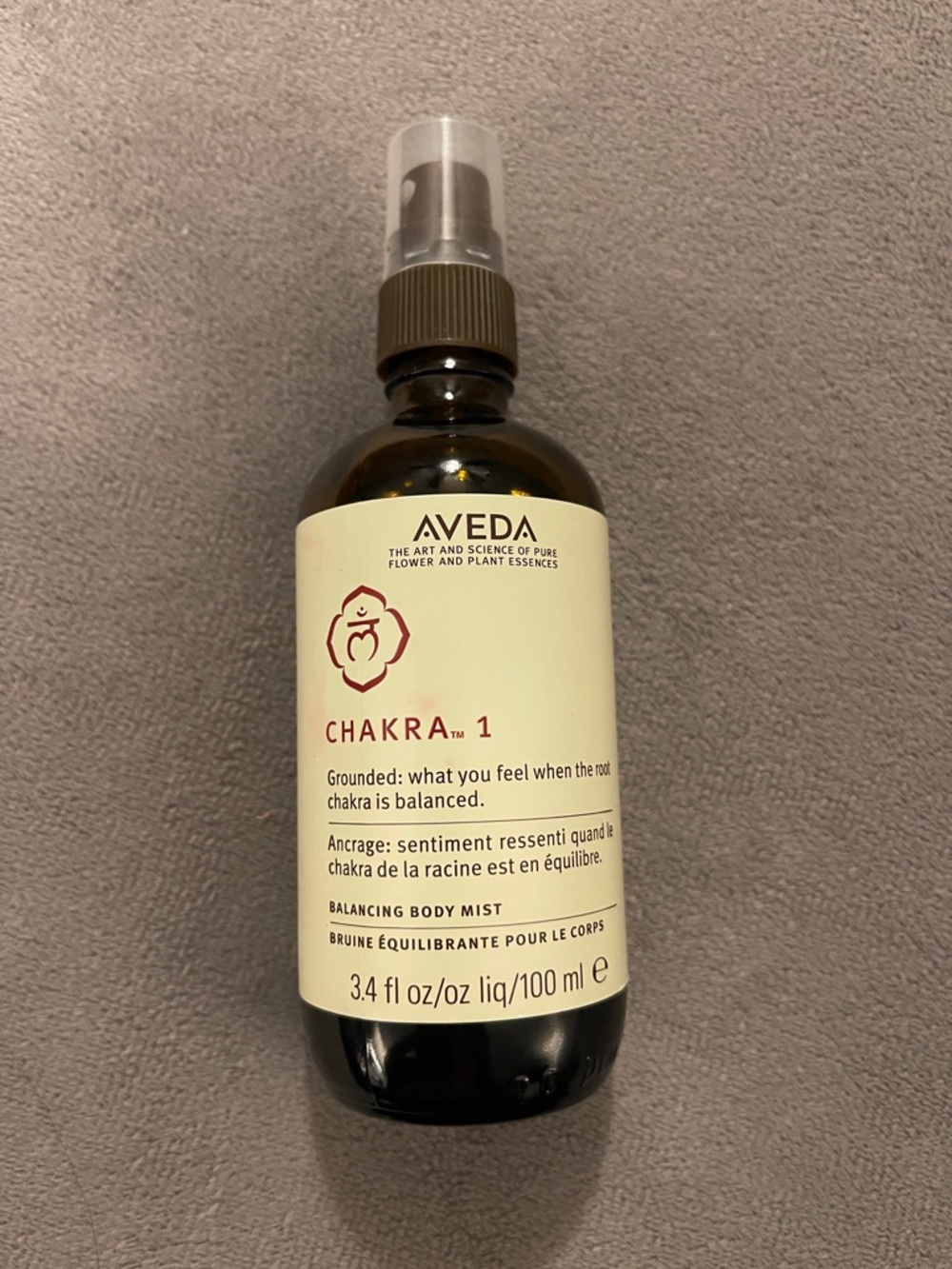 Aveda Chakra 1 Balancing Body Mist grounded when the root chakra is balanced